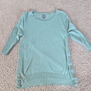 Soho Mint Button-Accent Sweater Sparkle Long New York And Company